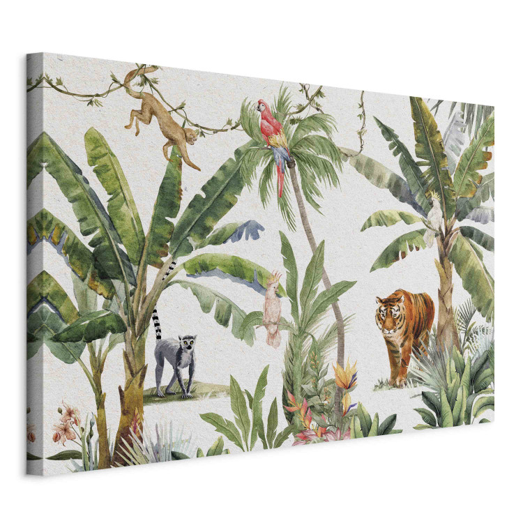 Large canvas print Exotic Landscape - Jungle With Animals and Exotic Birds [Large Format] 151248 additionalImage 2