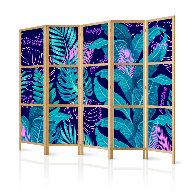 Room Divider Screen Tropical Leaves - Neon Tropical Jungle II [Room Dividers] 152048 additionalImage 5