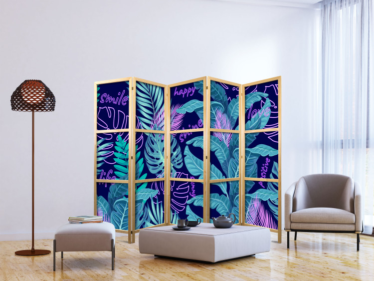 Room Divider Screen Tropical Leaves - Neon Tropical Jungle II [Room Dividers] 152048 additionalImage 6