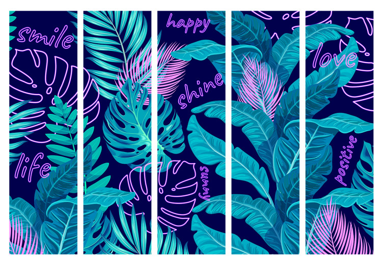 Room Divider Screen Tropical Leaves - Neon Tropical Jungle II [Room Dividers] 152048 additionalImage 7