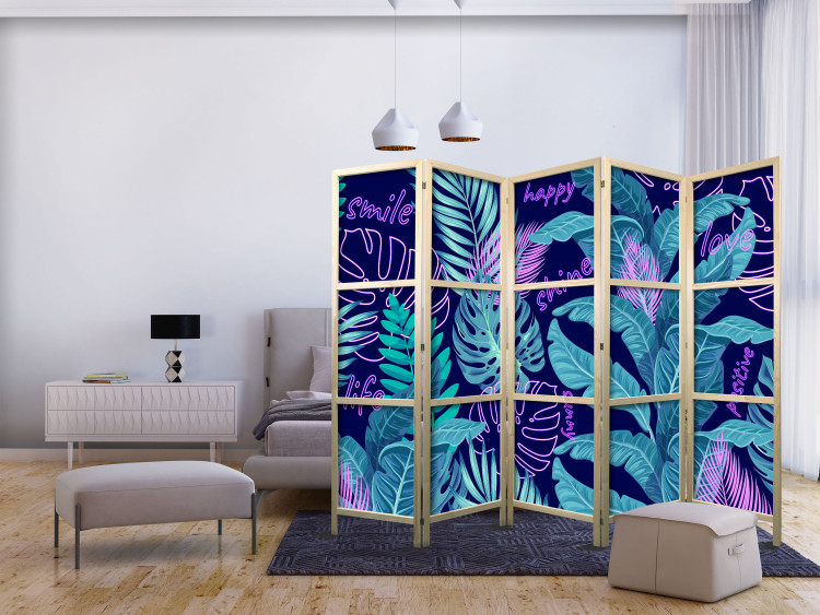 Room Divider Screen Tropical Leaves - Neon Tropical Jungle II [Room Dividers] 152048 additionalImage 8