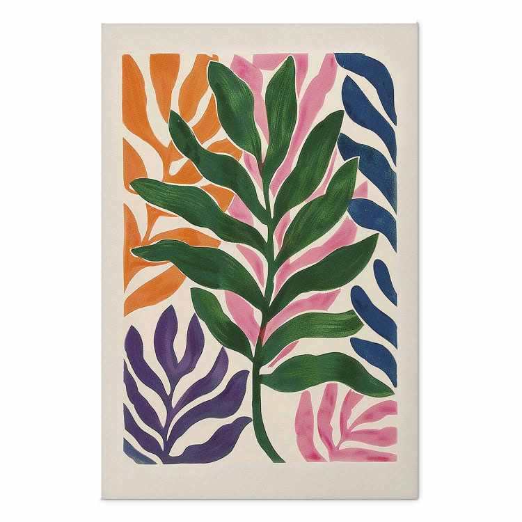 Wall Poster Colorful Leaves - Minimalist Composition With Plants 159948