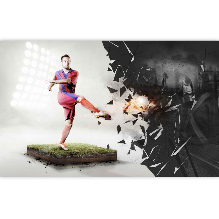 Photo Wallpaper Sporty Abstraction - Soccer player kicking the ball on the field for a teenager 61148 additionalImage 3