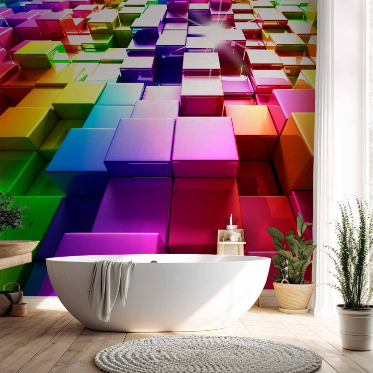 Photo Wallpaper Rainbow Cubes - background pattern with colorful rainbow-themed cubes 61948 additionalImage 8