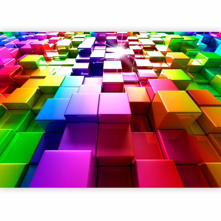 Photo Wallpaper Rainbow Cubes - background pattern with colorful rainbow-themed cubes 61948 additionalImage 1