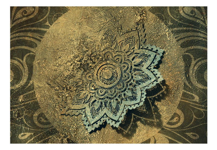 Photo Wallpaper Golden treasure - oriental motif with mandala on black background with golden ornaments 91348 additionalImage 1
