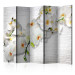 Room Divider Screen Urban Orchid II - orchid flower on the background of a brick white wall 95648
