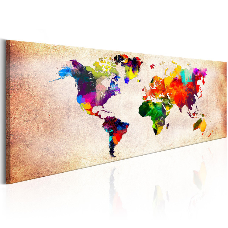 Canvas Art Print World Map: Colorful Wanderlust - Fantasy Multicolored Continents 97448 additionalImage 2