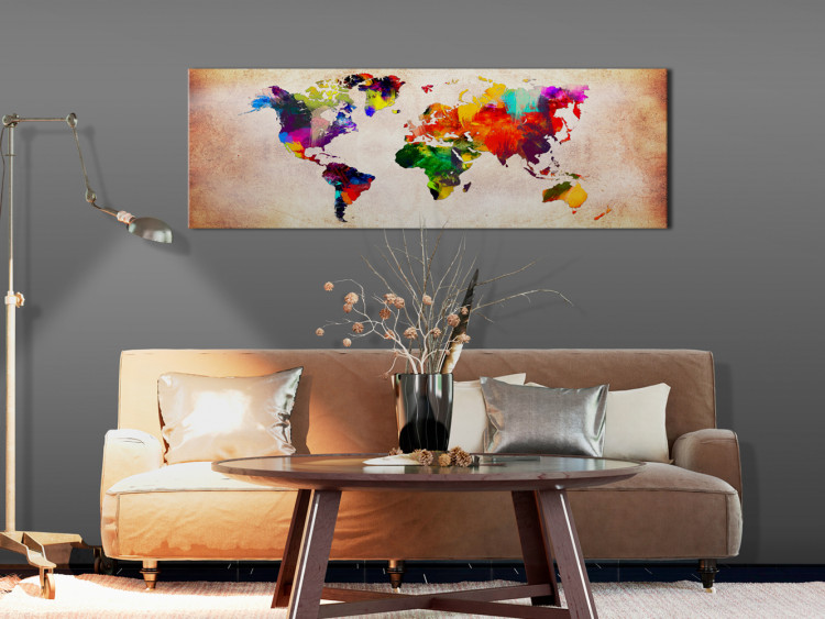 Canvas Art Print World Map: Colorful Wanderlust - Fantasy Multicolored Continents 97448 additionalImage 3