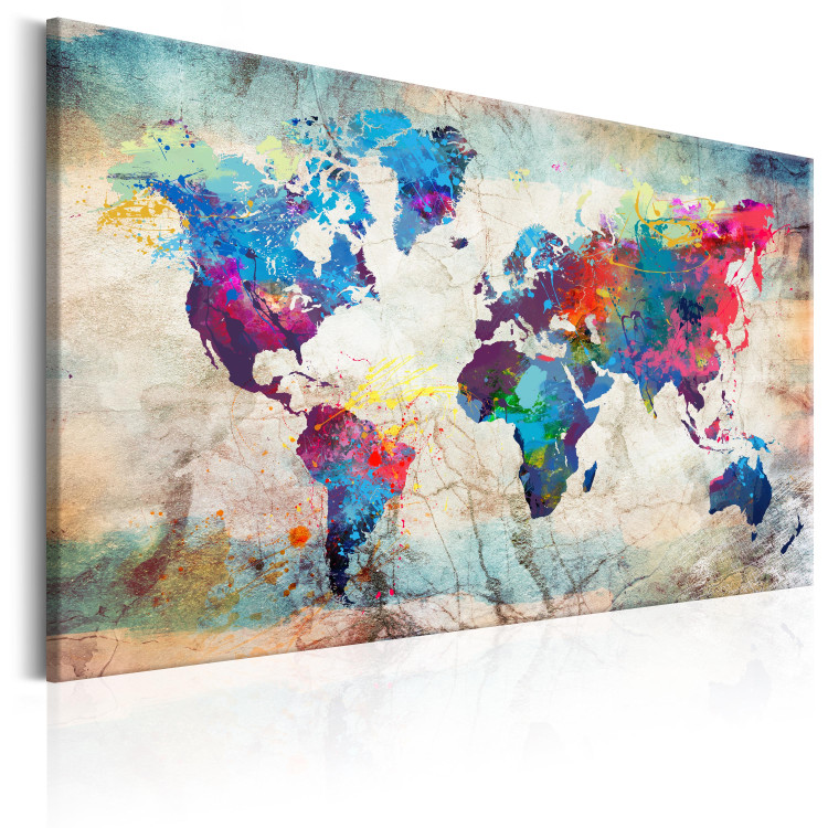 Canvas Print World Map: Colourful Madness 97548 additionalImage 2
