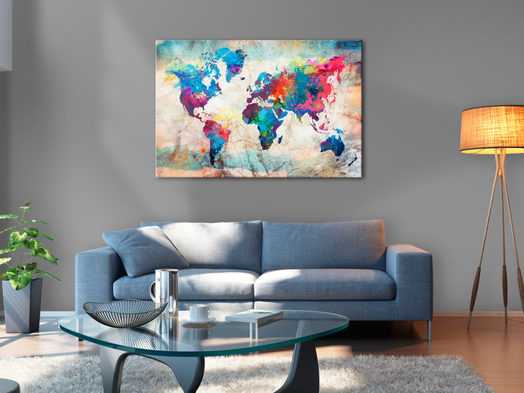 Canvas Print World Map: Colourful Madness 97548 additionalImage 3