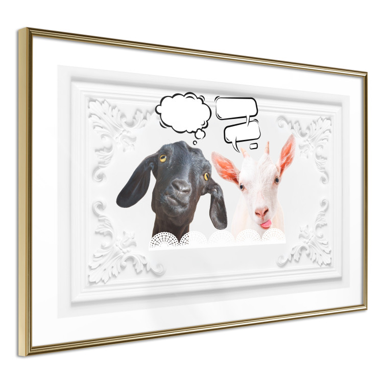 Wall Poster Funny goats - humorous composition with a black and white animal 114358 additionalImage 9