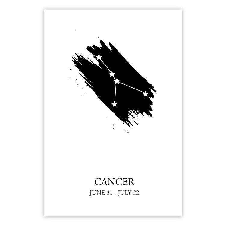 Poster Zodiac signs: Cancer - black and white composition with stars and texts 114858