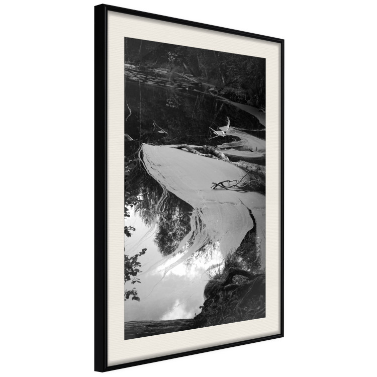 Wall Poster Pond - black and white landscape of a calm lake surface with gray streaks 115058 additionalImage 13