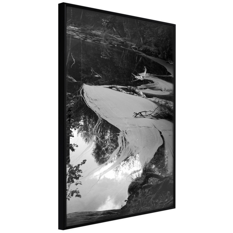 Wall Poster Pond - black and white landscape of a calm lake surface with gray streaks 115058 additionalImage 3