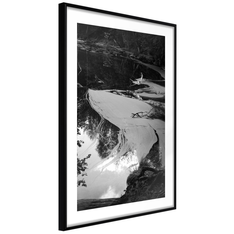 Wall Poster Pond - black and white landscape of a calm lake surface with gray streaks 115058 additionalImage 2
