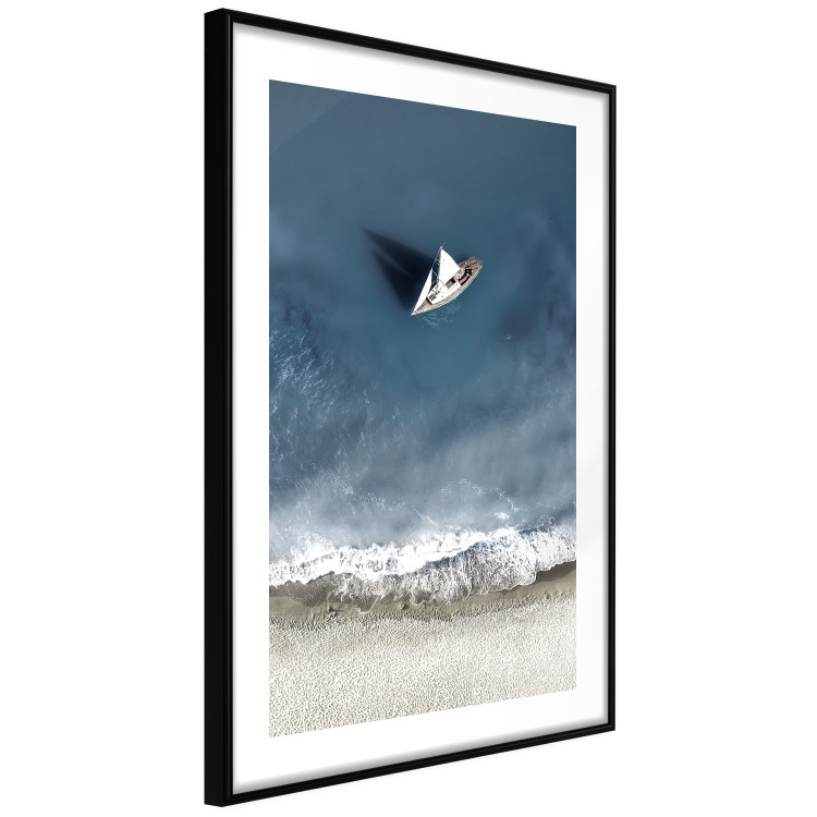 Wall Poster Yacht at sea - landscape of a solitary boat by the sea shore from a bird's eye view 115158 additionalImage 11