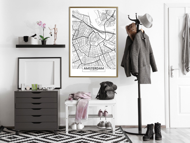 Wall Poster Map of Amsterdam - black and white city map with English labels 116358 additionalImage 7