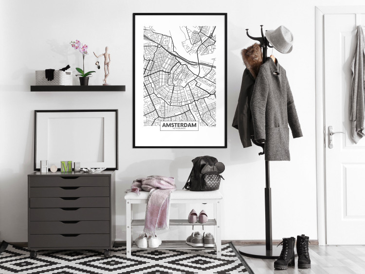 Wall Poster Map of Amsterdam - black and white city map with English labels 116358 additionalImage 6