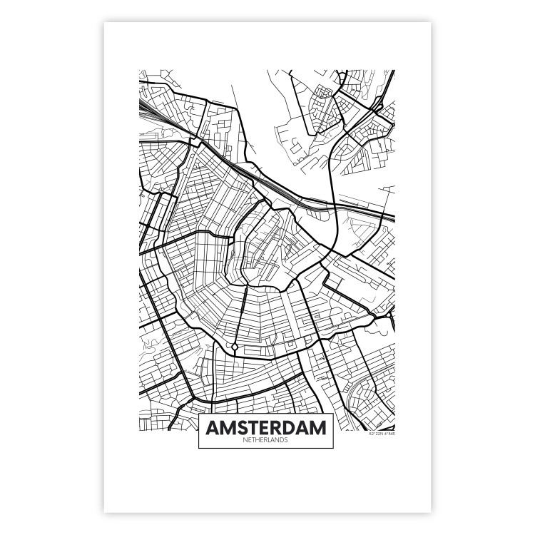 Wall Poster Map of Amsterdam - black and white city map with English labels 116358 additionalImage 18