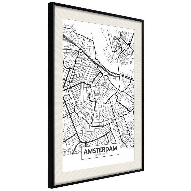 Wall Poster Map of Amsterdam - black and white city map with English labels 116358 additionalImage 3