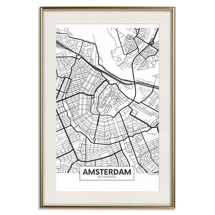 Wall Poster Map of Amsterdam - black and white city map with English labels 116358 additionalImage 27