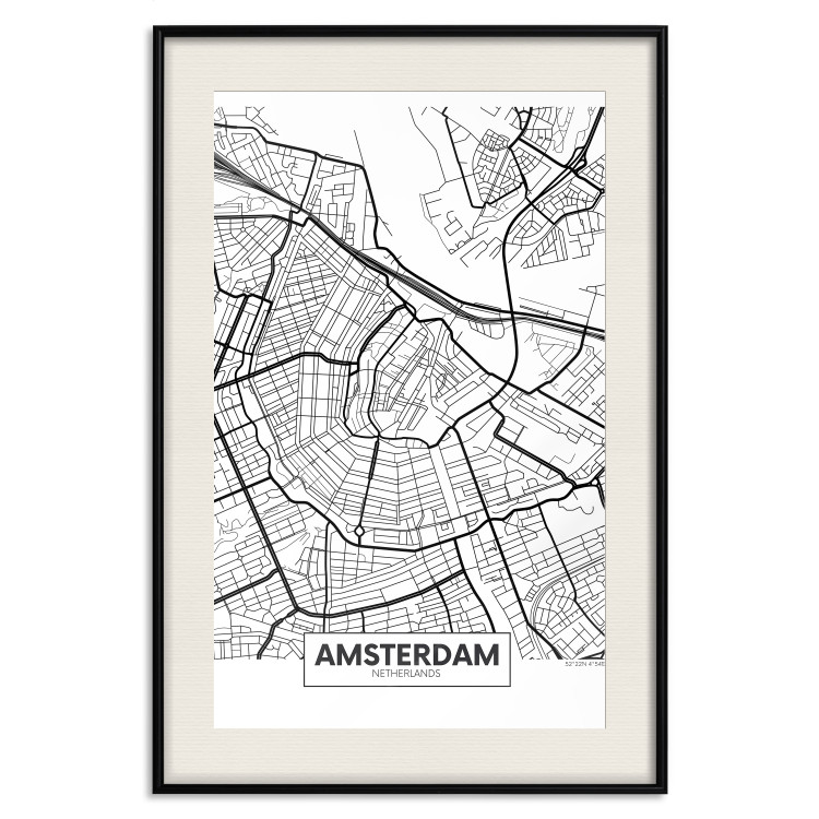 Wall Poster Map of Amsterdam - black and white city map with English labels 116358 additionalImage 19