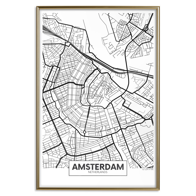 Wall Poster Map of Amsterdam - black and white city map with English labels 116358 additionalImage 14
