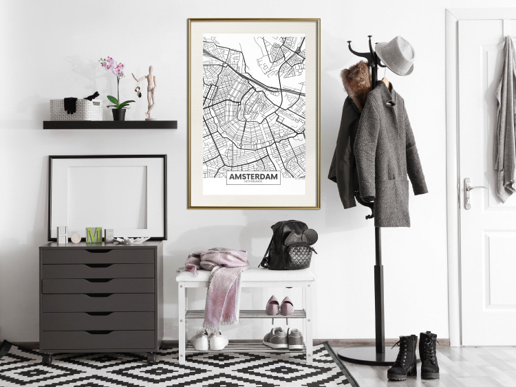 Wall Poster Map of Amsterdam - black and white city map with English labels 116358 additionalImage 24