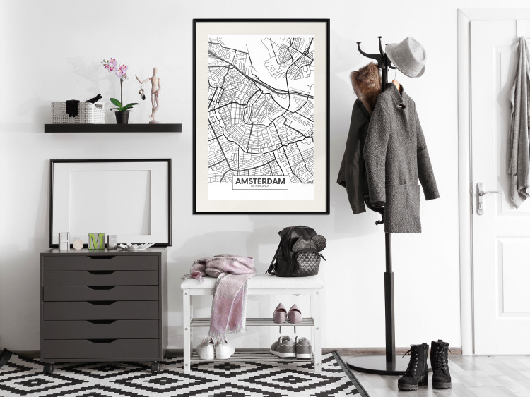 Wall Poster Map of Amsterdam - black and white city map with English labels 116358 additionalImage 23