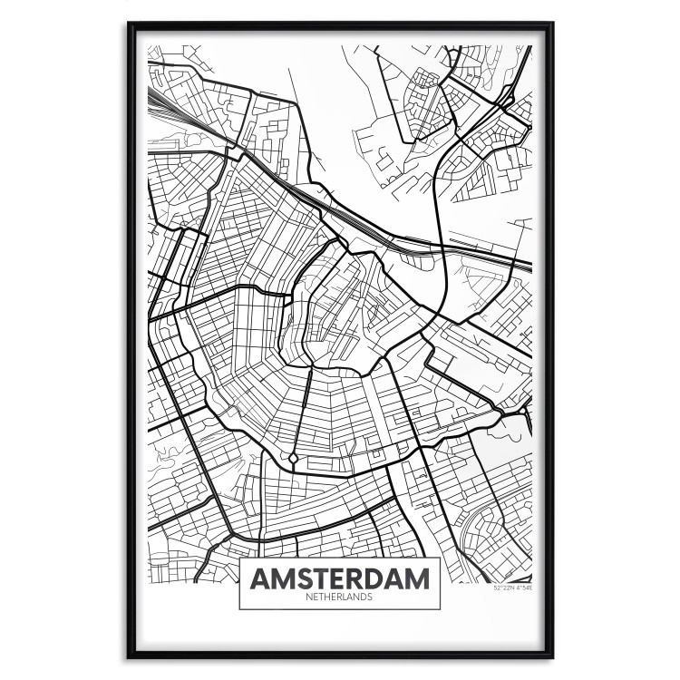 Wall Poster Map of Amsterdam - black and white city map with English labels 116358 additionalImage 15