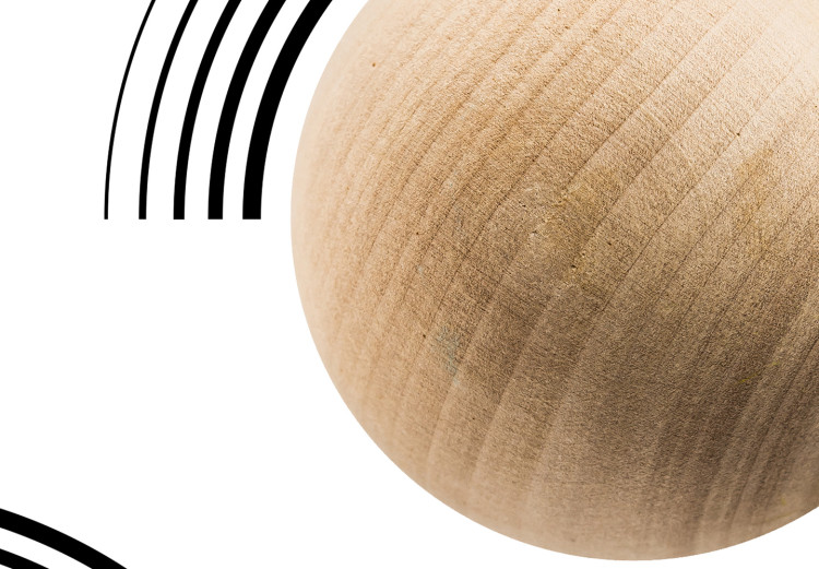 Poster Blocked Sphere - black and white geometric abstraction with wood 116558 additionalImage 9