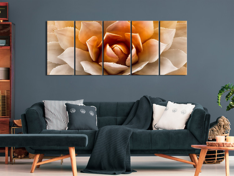Canvas Art Print Orange succulent - agave in warm and white shades 117858 additionalImage 3