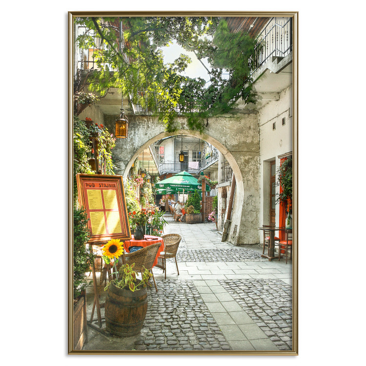Wall Poster Krakow: Sunny Pub - colorful frame with a charming alley and architecture 118158 additionalImage 20