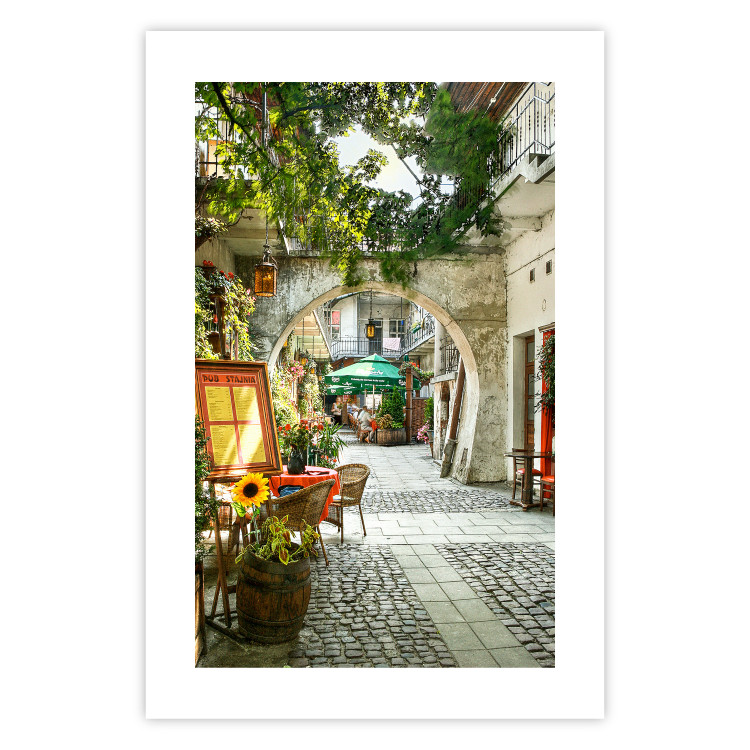 Wall Poster Krakow: Sunny Pub - colorful frame with a charming alley and architecture 118158 additionalImage 25