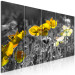 Canvas Art Print Yellow poppies in a grey meadow - 5-Piece photo with yellow flowers 123058 additionalThumb 2