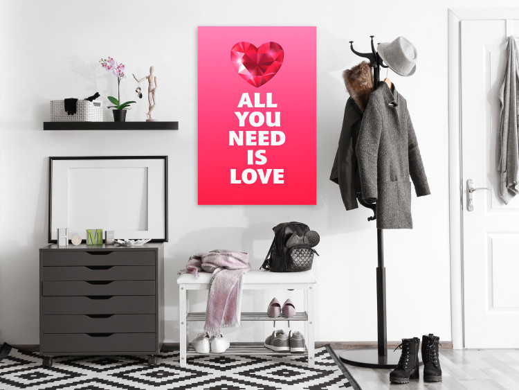 Canvas Print Crystal heart - red and pink motif with the inscription in English 123558 additionalImage 3