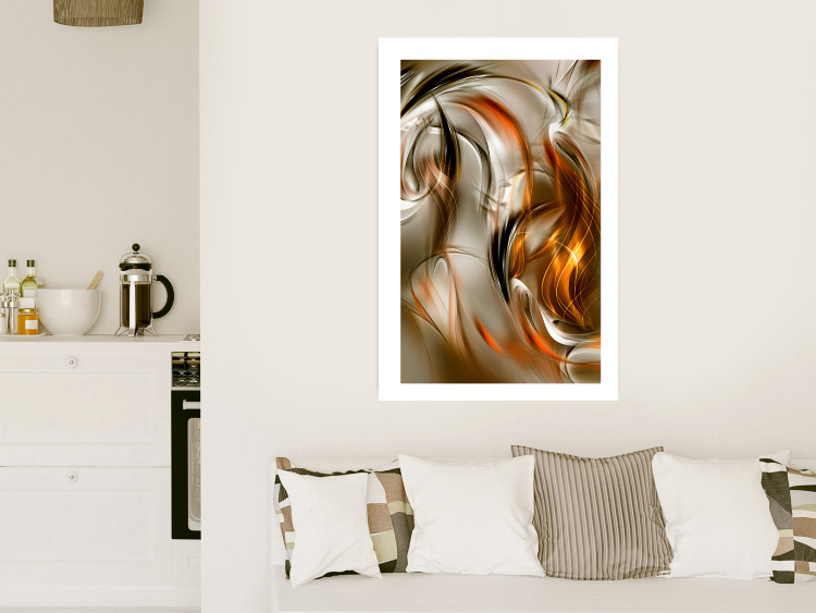 Wall Poster Autumn Wind - abstract golden and silver swirling waves 123858 additionalImage 4