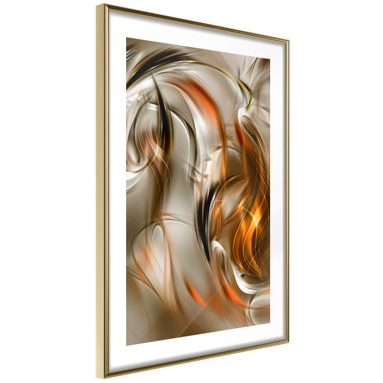 Wall Poster Autumn Wind - abstract golden and silver swirling waves 123858 additionalImage 8