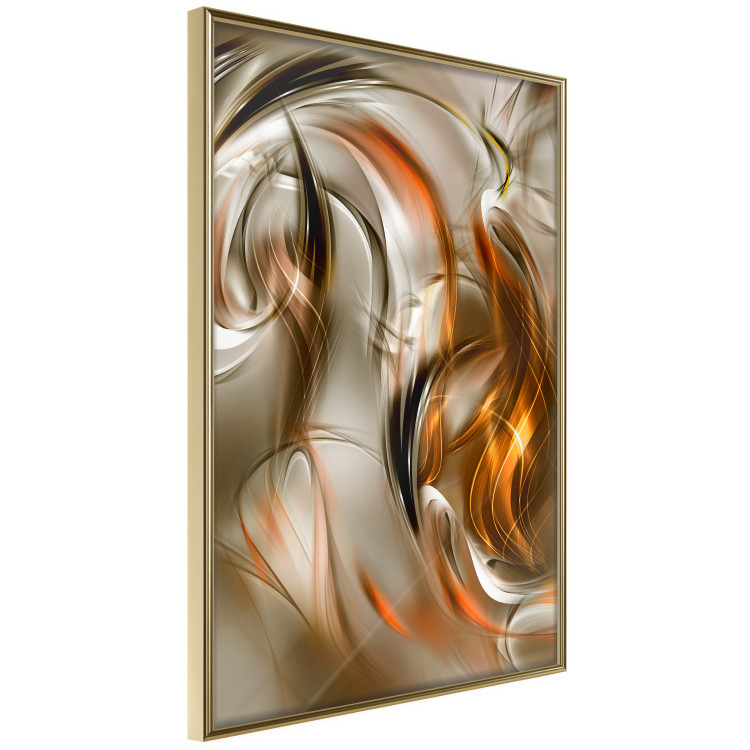 Wall Poster Autumn Wind - abstract golden and silver swirling waves 123858 additionalImage 14