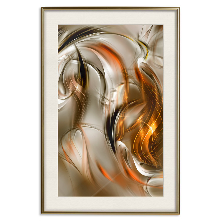 Wall Poster Autumn Wind - abstract golden and silver swirling waves 123858 additionalImage 19