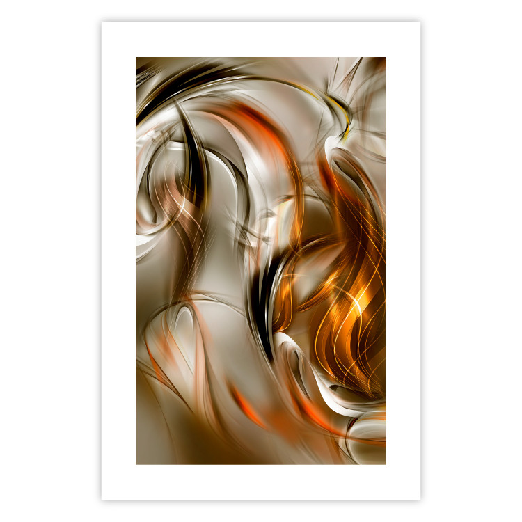 Wall Poster Autumn Wind - abstract golden and silver swirling waves 123858 additionalImage 25
