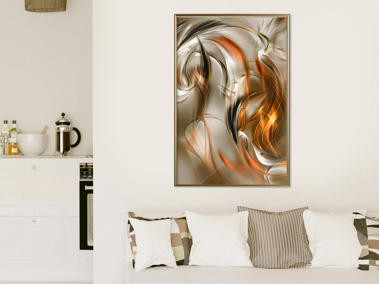 Wall Poster Autumn Wind - abstract golden and silver swirling waves 123858 additionalImage 7