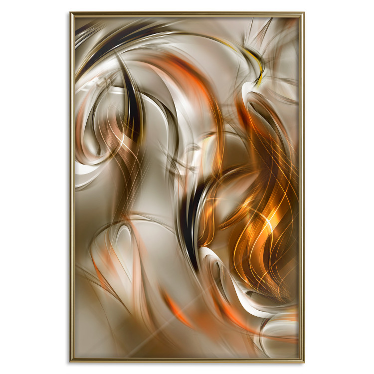 Wall Poster Autumn Wind - abstract golden and silver swirling waves 123858 additionalImage 20