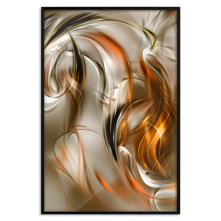 Wall Poster Autumn Wind - abstract golden and silver swirling waves 123858 additionalImage 18