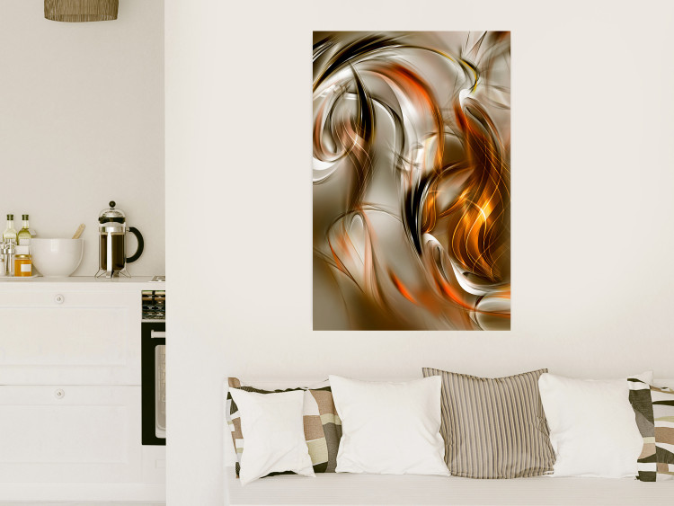 Wall Poster Autumn Wind - abstract golden and silver swirling waves 123858 additionalImage 23