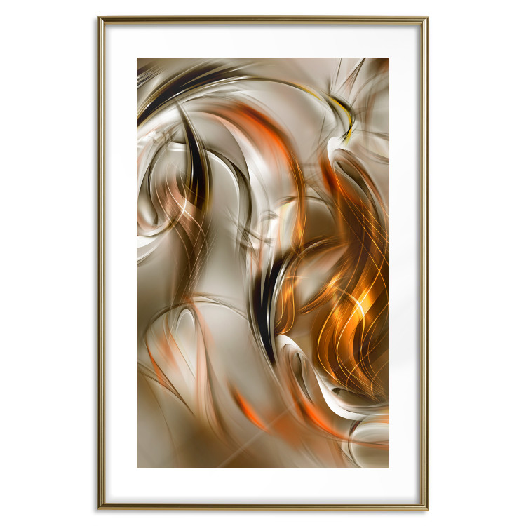 Wall Poster Autumn Wind - abstract golden and silver swirling waves 123858 additionalImage 16