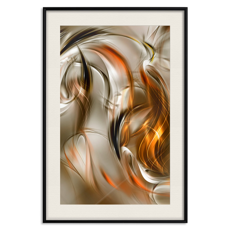 Wall Poster Autumn Wind - abstract golden and silver swirling waves 123858 additionalImage 18