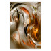 Wall Poster Autumn Wind - abstract golden and silver swirling waves 123858