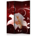Room Divider Screen Love Message (3-piece) - beautiful white lily and red background 124058